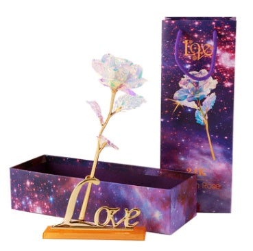 24K Luminous Gold Rose Gift Set – Eternal Flower in Elegant Box | Romantic Gift for Her